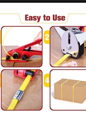Red and Silver Strapping Tool Set with Yellow Strap